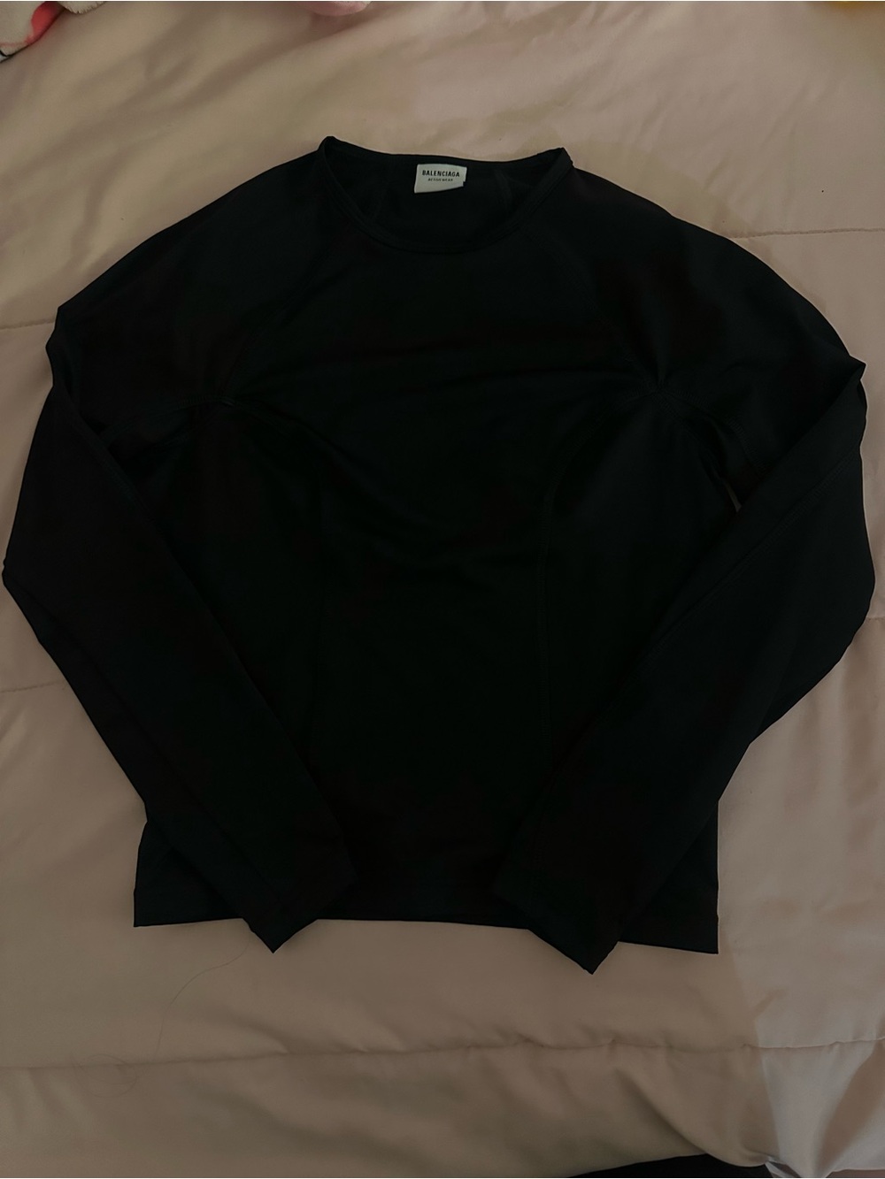Balenciaga Black Long-Sleeve Crewneck Top